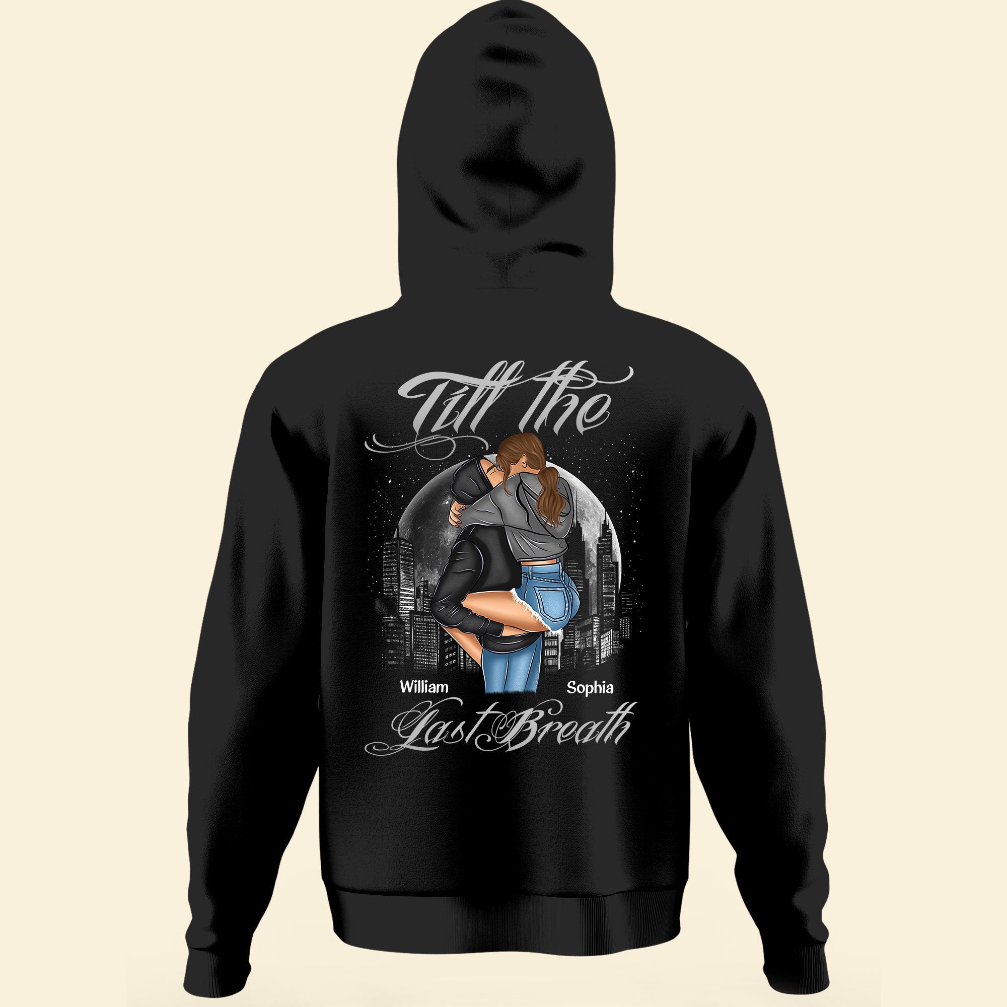From The First Kiss Till The Last Breath - Personalized Matching Couple Back Printed Hoodies - Image 2