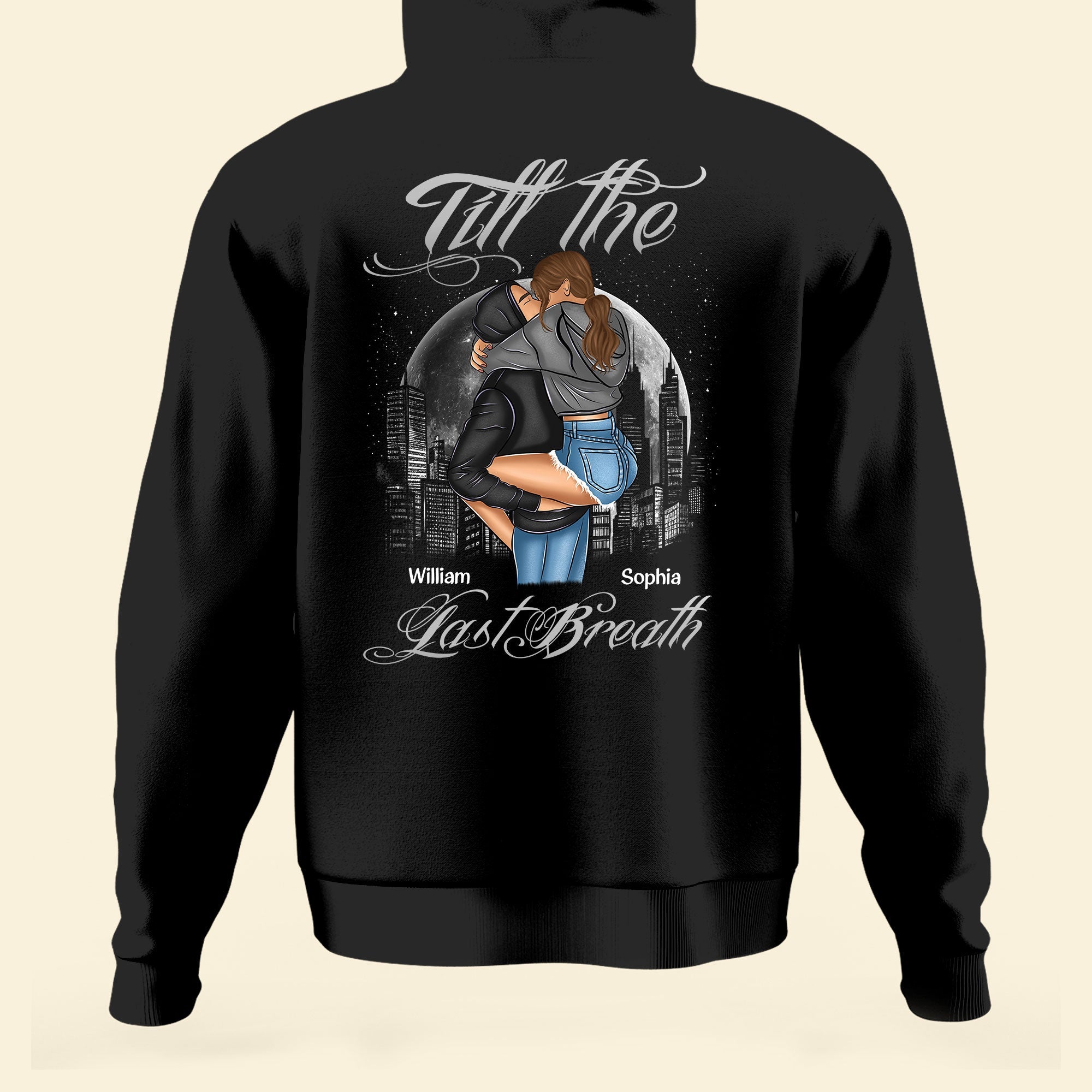From The First Kiss Till The Last Breath - Personalized Matching Couple Back Printed Hoodies - Image 3