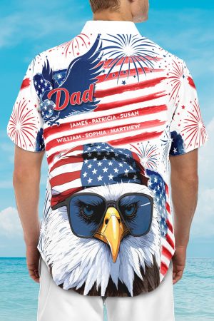 American Dad Grandpa Papa Patriotic - Personalized Back Printed Hawaiian Shirt