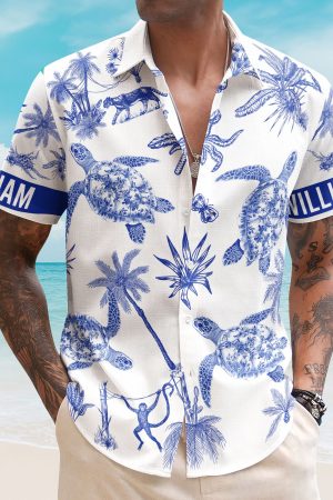 Animals Chinoiserie Toile De Jouy - Personalized Hawaiian Shirt