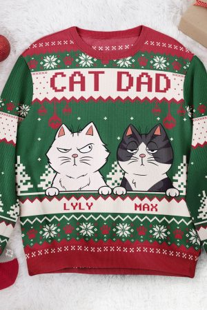Best Cat Dad Ever - Personalized Ugly Sweater
