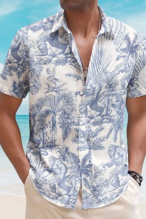 Bigfoot Alien Dragon Dinosaur Wolf Toile De Jouy - Personalized Hawaiian Shirt