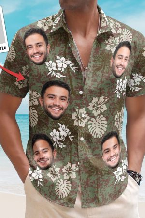 Camo Tropical Beach Pattern Hawaii Aloha Shirts - Custom Photo Hawaiian Shirts