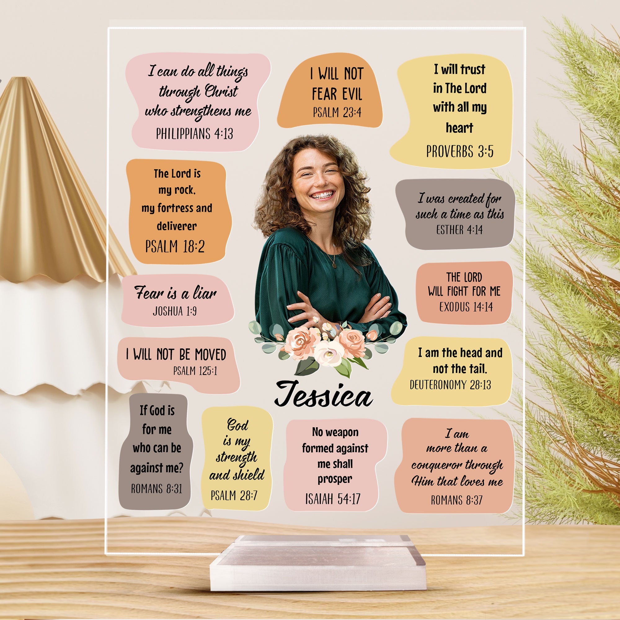 Christian Bible Verse Affirmations - Personalized Acrylic Photo Plaque - Gift For Daughter