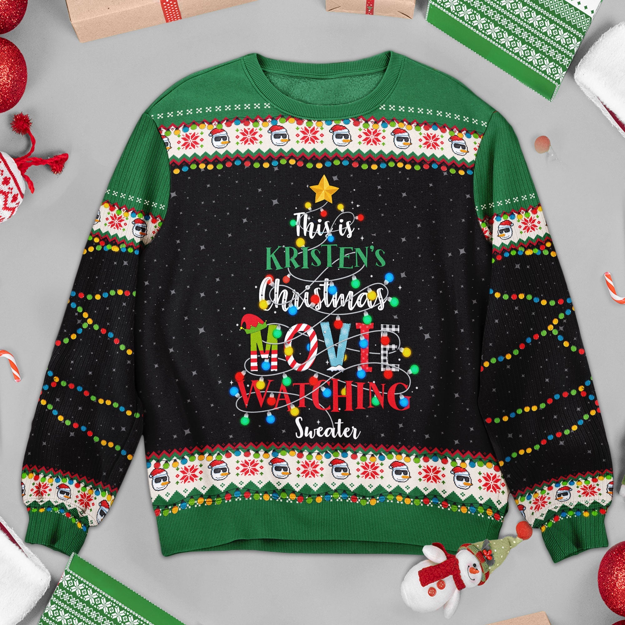 Christmas Movie Watching Sweater - Personalized Ugly Sweater - Image 2
