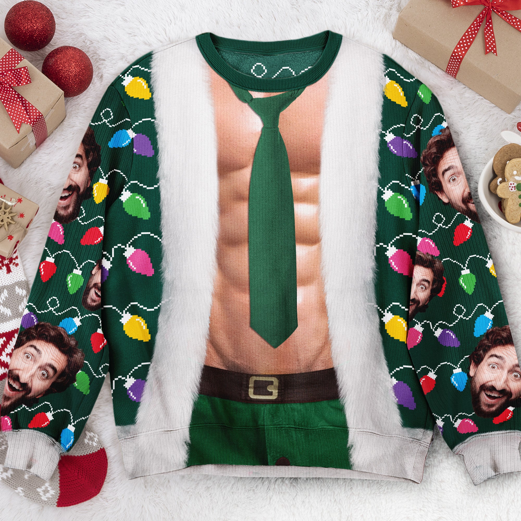 Christmas Sweater Abs-olutely Hilarious - Personalized Photo Ugly Sweater - Image 2
