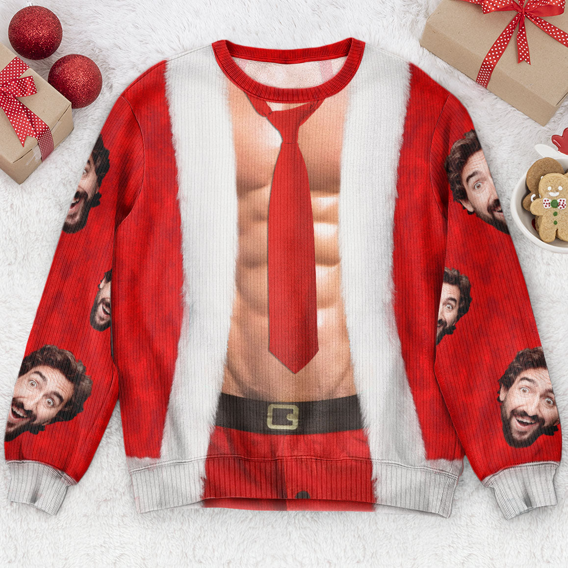 Christmas Sweater Abs-olutely Hilarious - Personalized Photo Ugly Sweater - Image 5