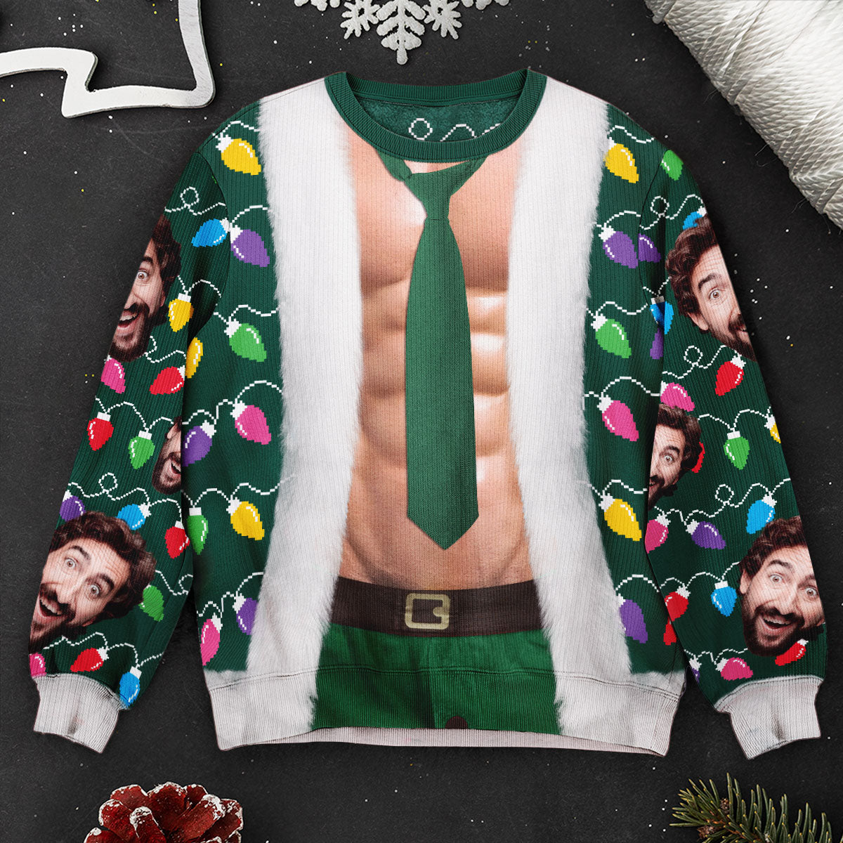 Christmas Sweater Abs-olutely Hilarious - Personalized Photo Ugly Sweater - Image 6
