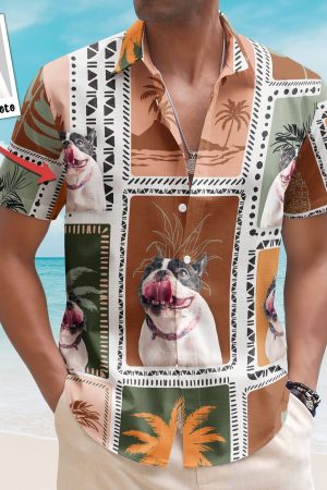 Custom Face Funny Photo Retro Tropical Palm Trees For Men, Women - Custom Photo Hawaiian Shirts