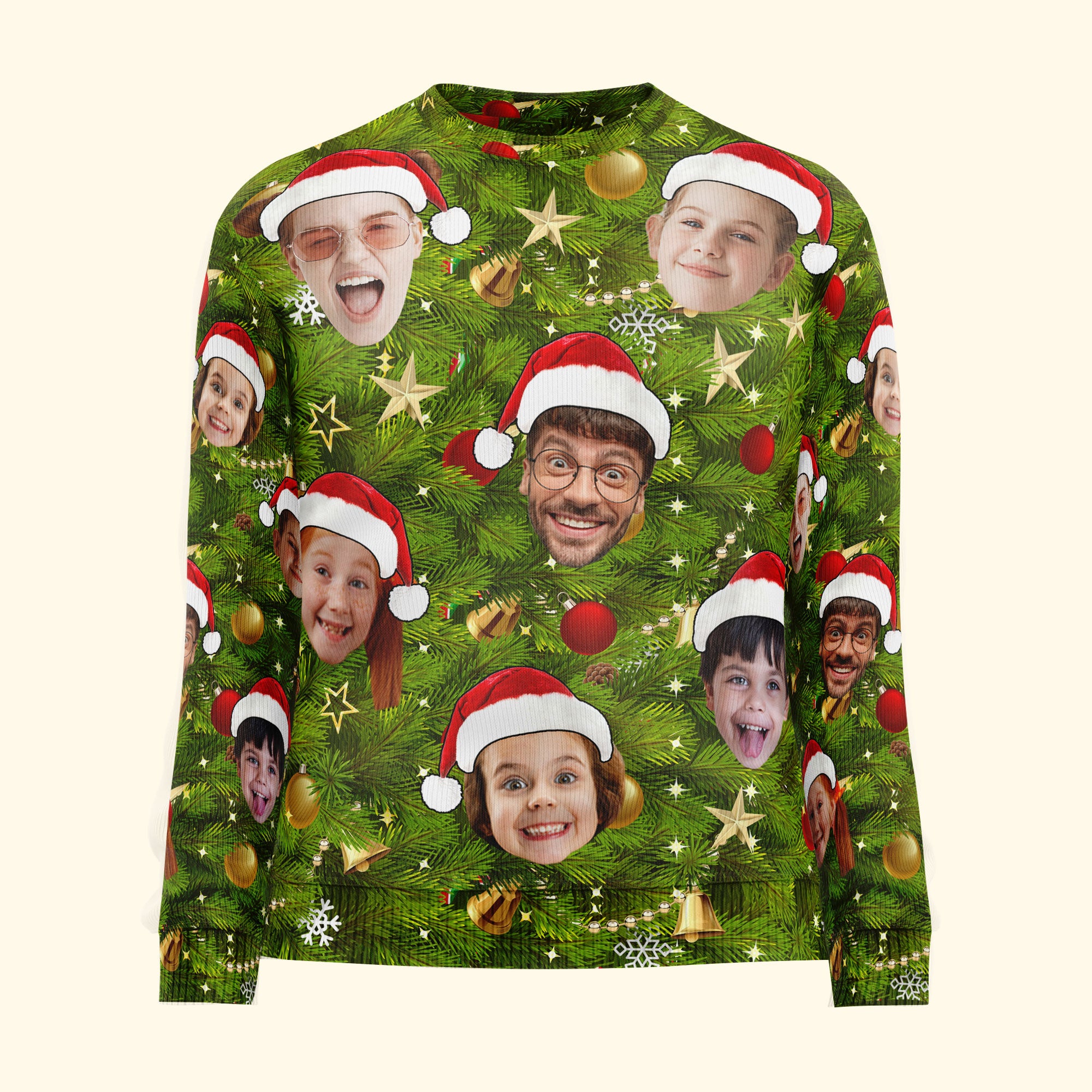 Custom Face I Am A Stupid Christmas Tree Stupid - Personalized Photo Ugly Sweater - Image 4