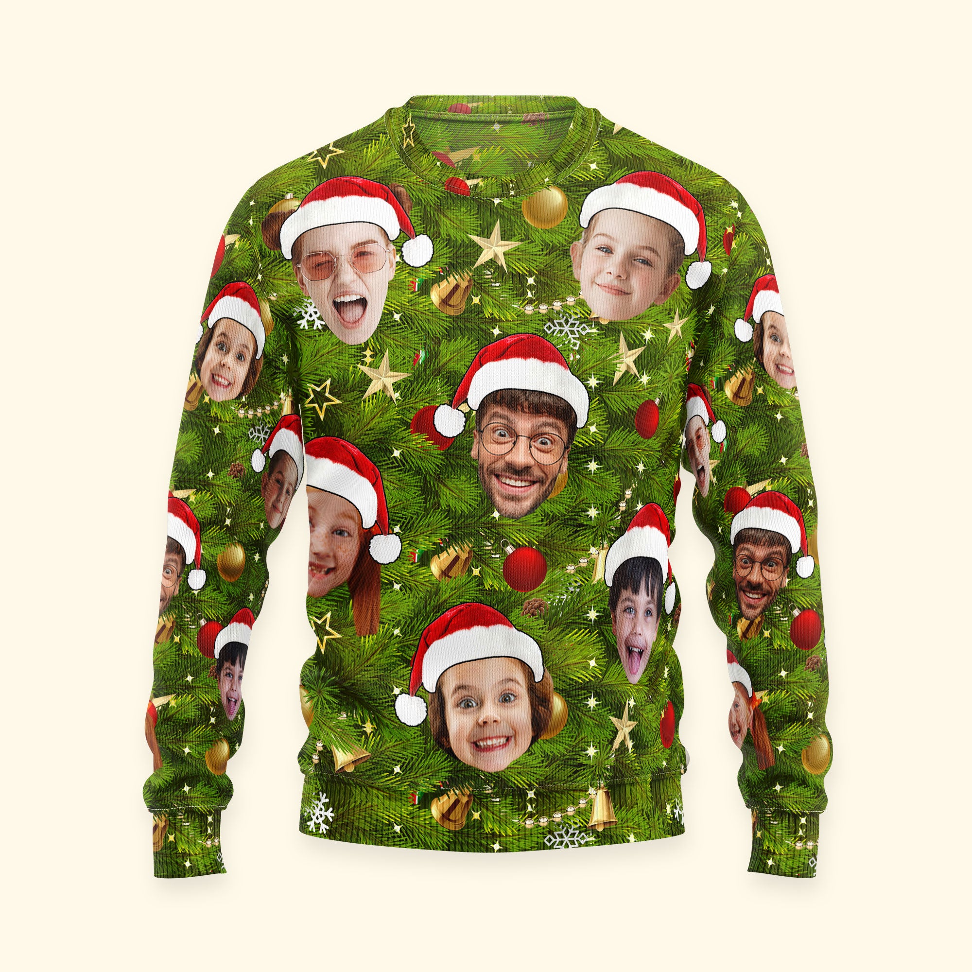 Custom Face I Am A Stupid Christmas Tree Stupid - Personalized Photo Ugly Sweater - Image 5