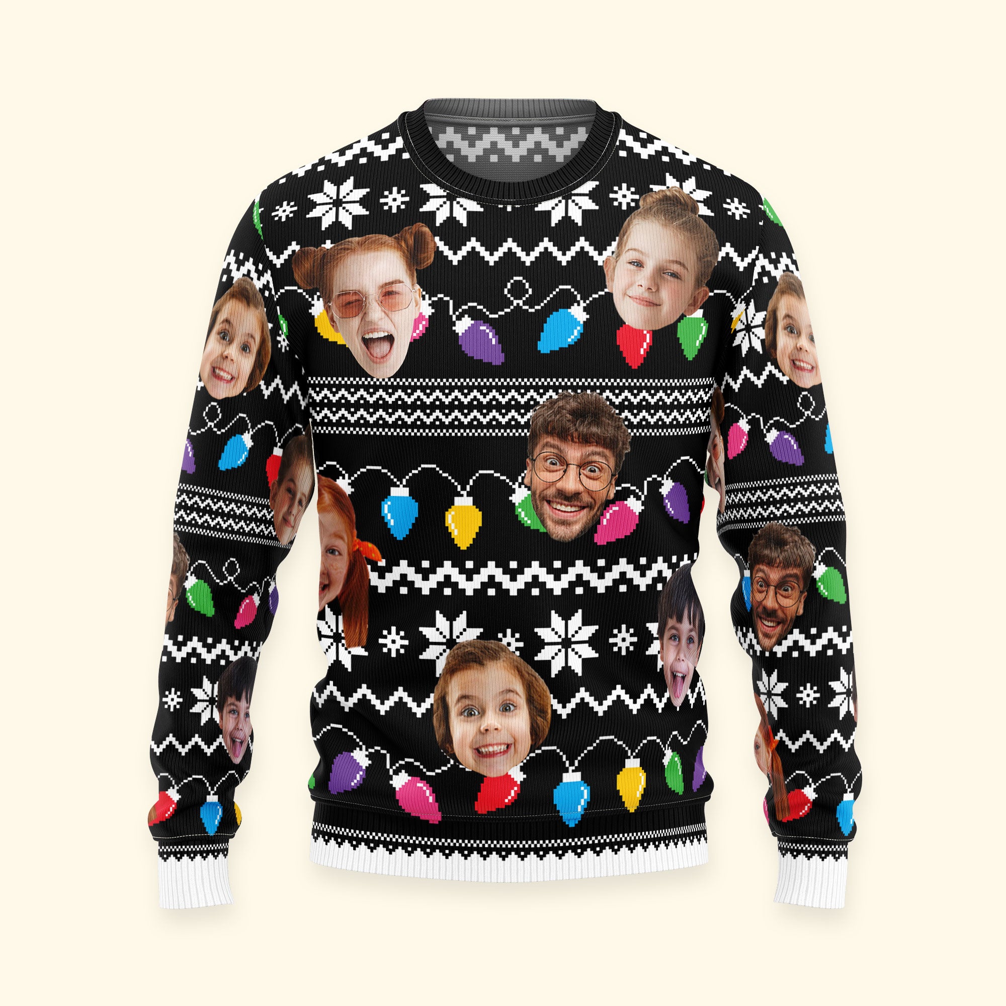 Custom Faces Funny Christmas Lights For Men, Women - Personalized Ugly Sweater - Image 5