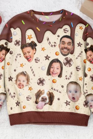 Custom Funny Face Christmas Melting - Personalized Photo Ugly Sweater