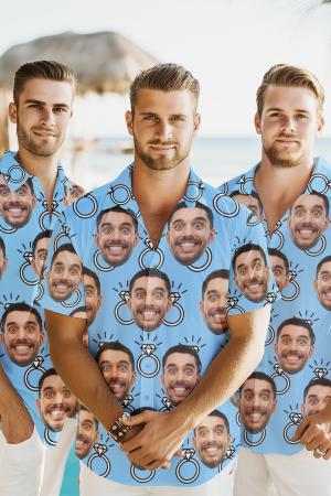 Custom Funny Face Wedding Bachelor Party - Custom Photo Hawaiian Shirt