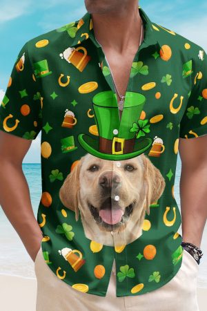 Custom Pet Face St Patrick's Day For Dog Lovers, Cat Lovers - Personalized Photo Hawaiian Shirt