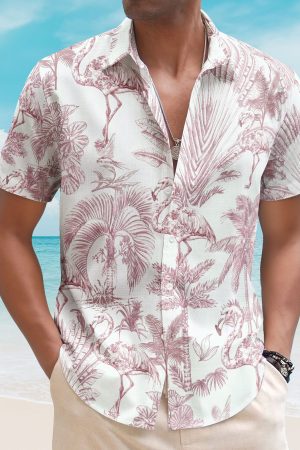 Flamingo Mermaid Unicorn Butterfly Toile De Jouy - Personalized Hawaiian Shirt