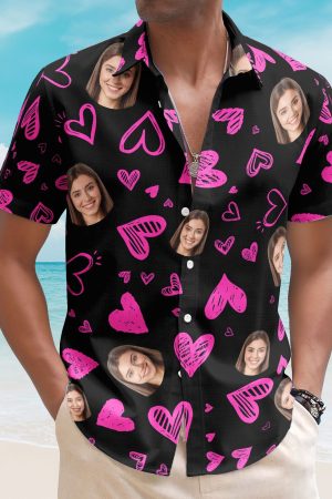 Funny Heart Custom Face Valentine's Day Gift - Custom Photo Hawaiian Shirts
