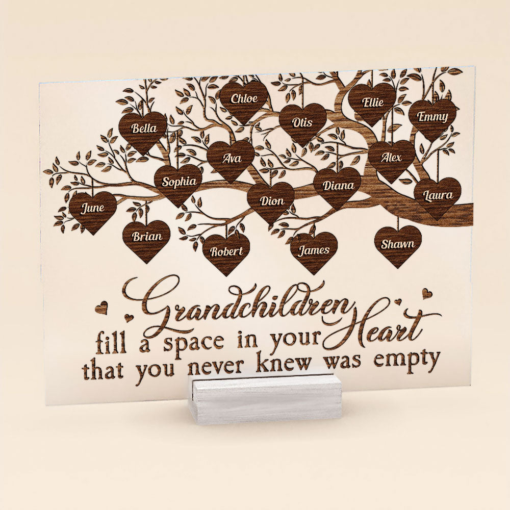 Grandchildren Fill The Space In Grandma's Heart - Personalized Acrylic Plaque - Image 3