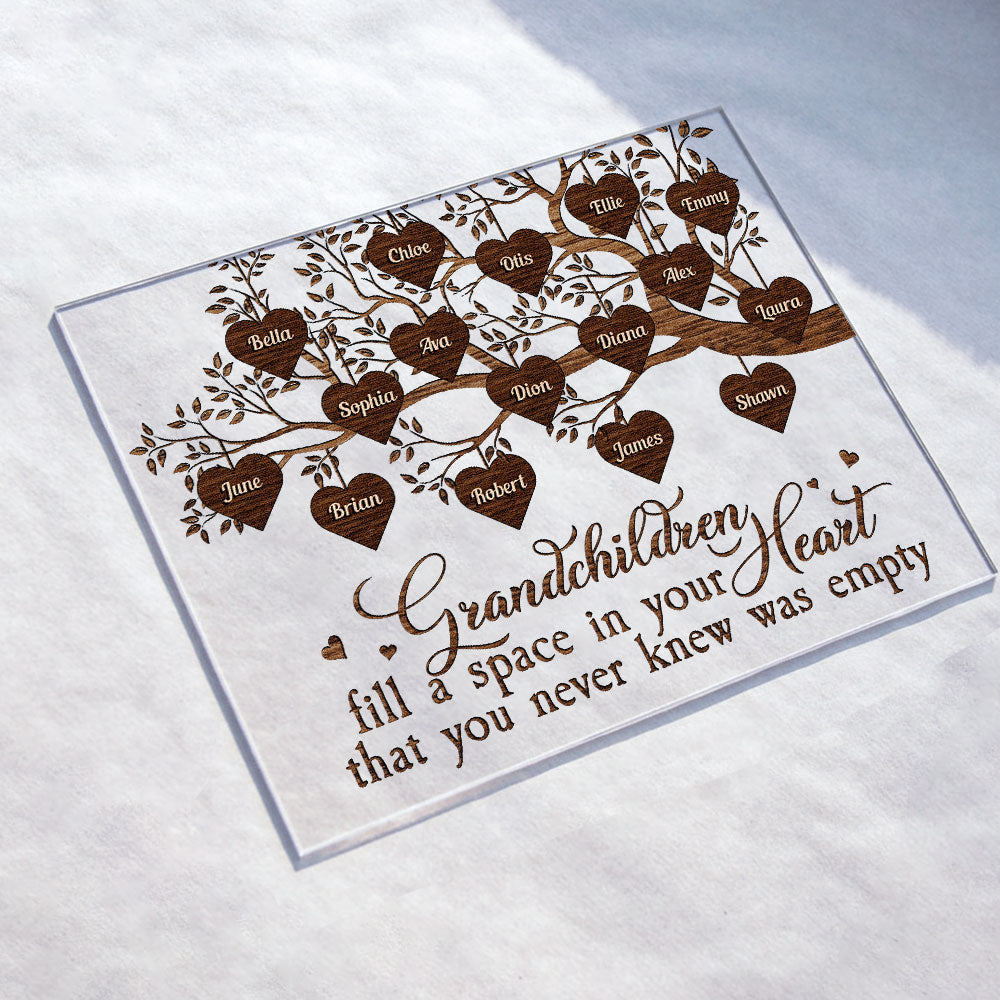Grandchildren Fill The Space In Grandma's Heart - Personalized Acrylic Plaque - Image 2