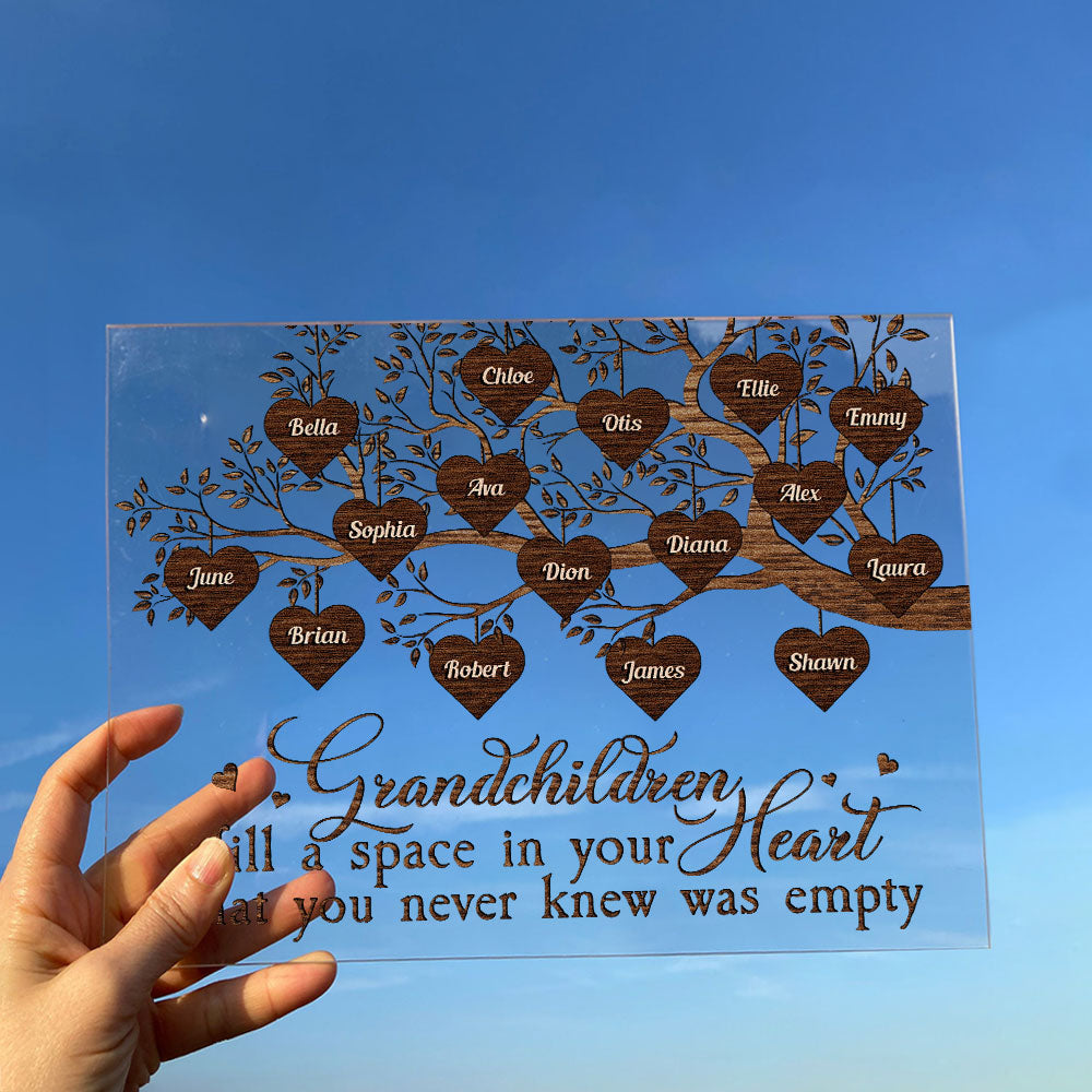 Grandchildren Fill The Space In Grandma's Heart - Personalized Acrylic Plaque - Image 4