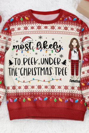 Most Likely To Christmas - 2023 Version - Personalized Ugly Sweater