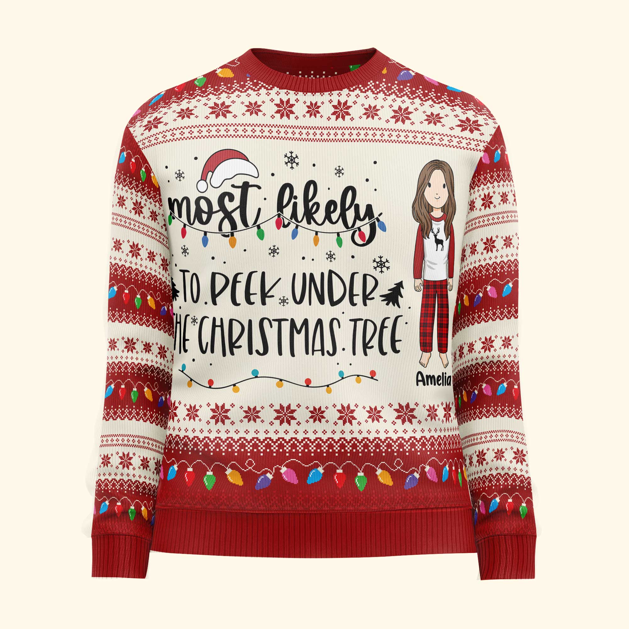 Most Likely To Christmas - 2023 Version - Personalized Ugly Sweater - Image 3