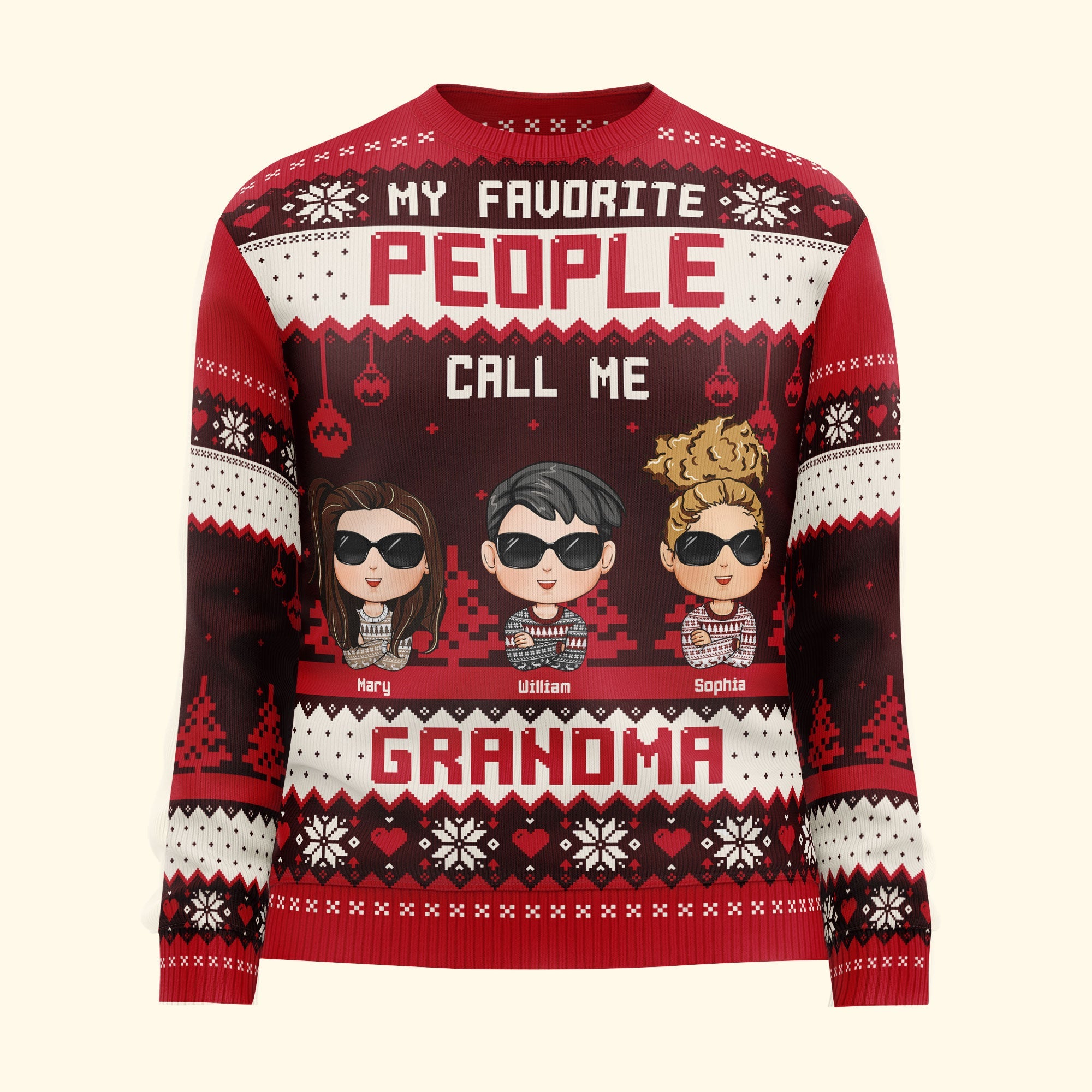 My Favorite People Call Me Mommy Grandma - Personalized Ugly Sweater - Image 2