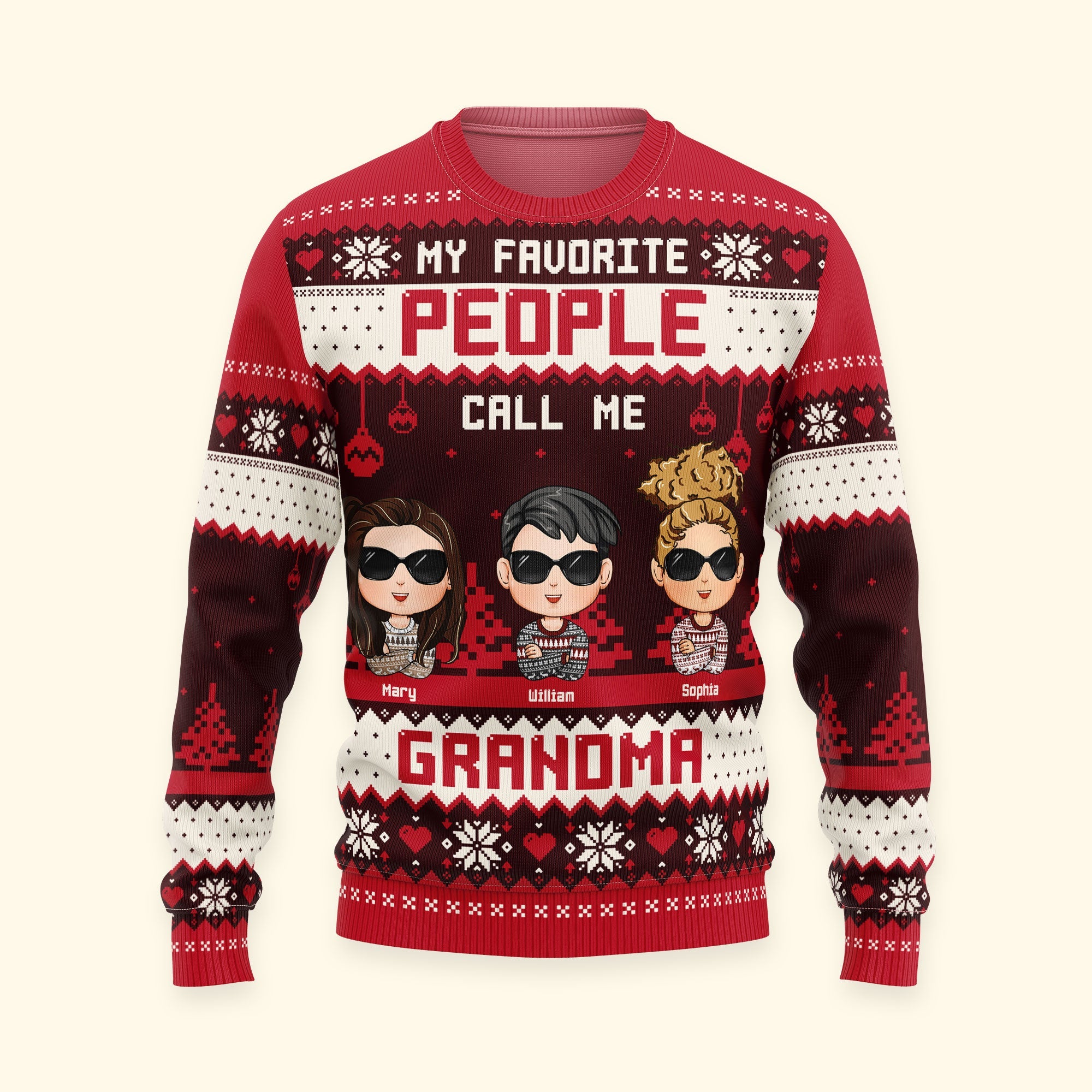 My Favorite People Call Me Mommy Grandma - Personalized Ugly Sweater - Image 3
