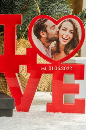 Photo Couple Love Heart - Personalized Acrylic Photo Plaque