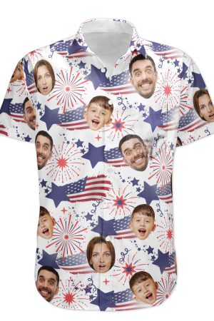 Family Cute Face - Personalized Photo Hawaiian Shirt - Independence Day Shirt