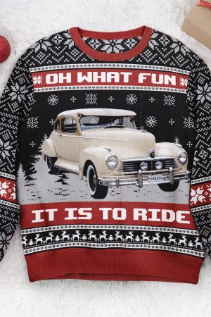 Oh What Fun It Is To Ride For Men - Personalized Photo Ugly Sweater