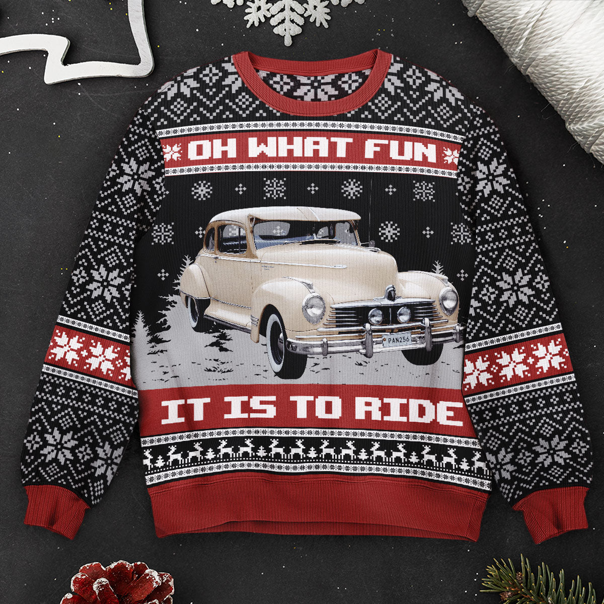 Oh What Fun It Is To Ride For Men - Personalized Photo Ugly Sweater - Image 3