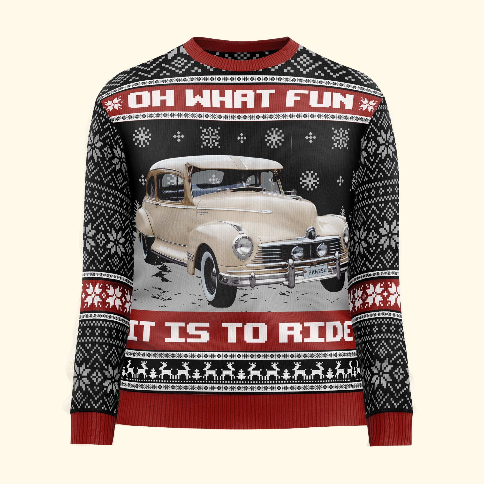 Oh What Fun It Is To Ride For Men - Personalized Photo Ugly Sweater - Image 4
