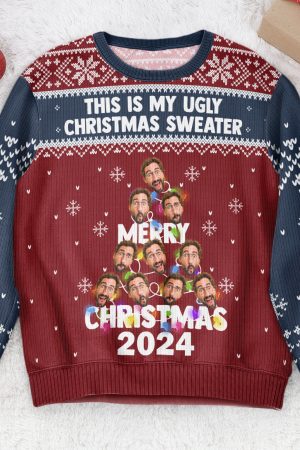 This Is My Ugly Christmas Sweater - Christmas Tree - Personalized Photo Ugly Sweater