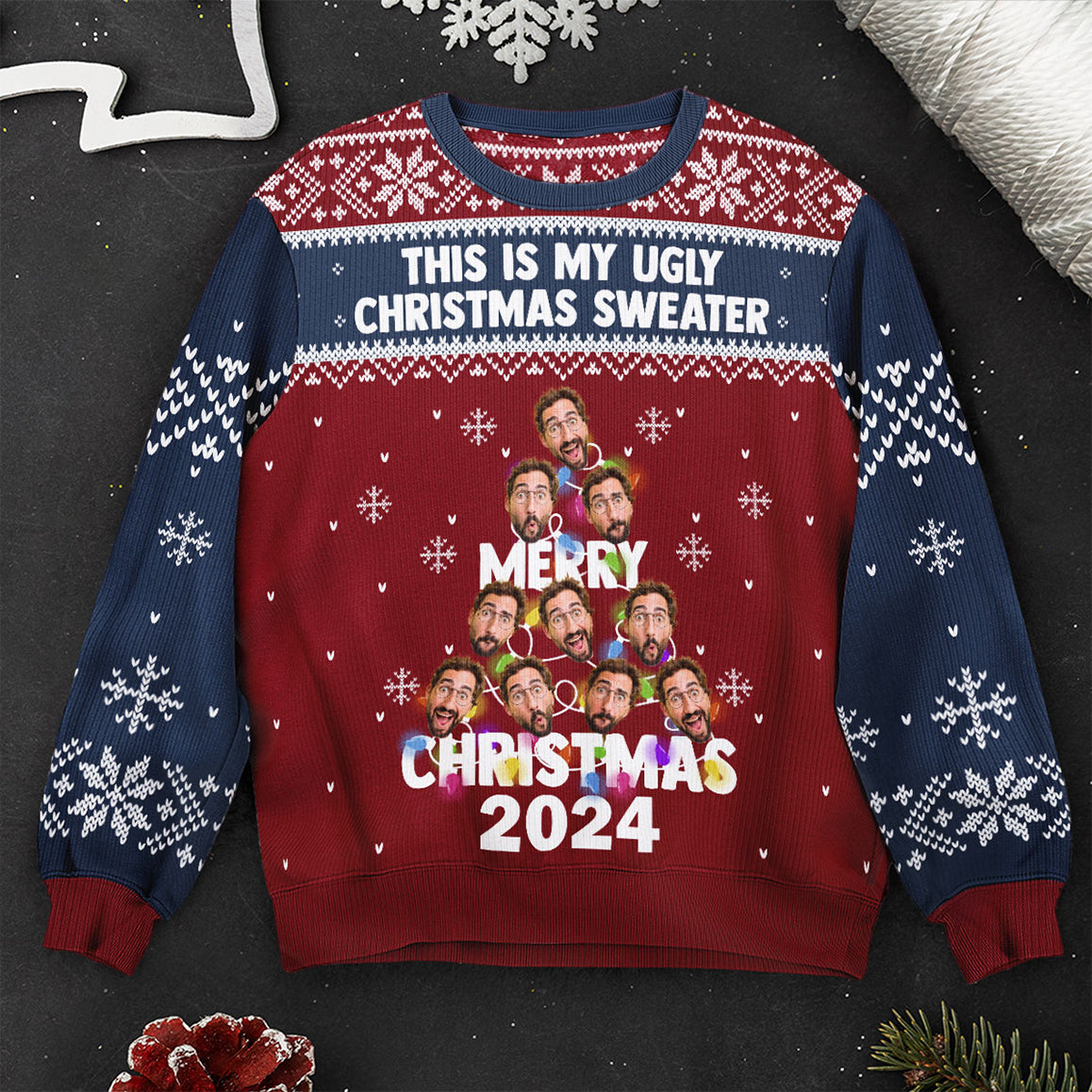 This Is My Ugly Christmas Sweater - Christmas Tree - Personalized Photo Ugly Sweater - Image 2