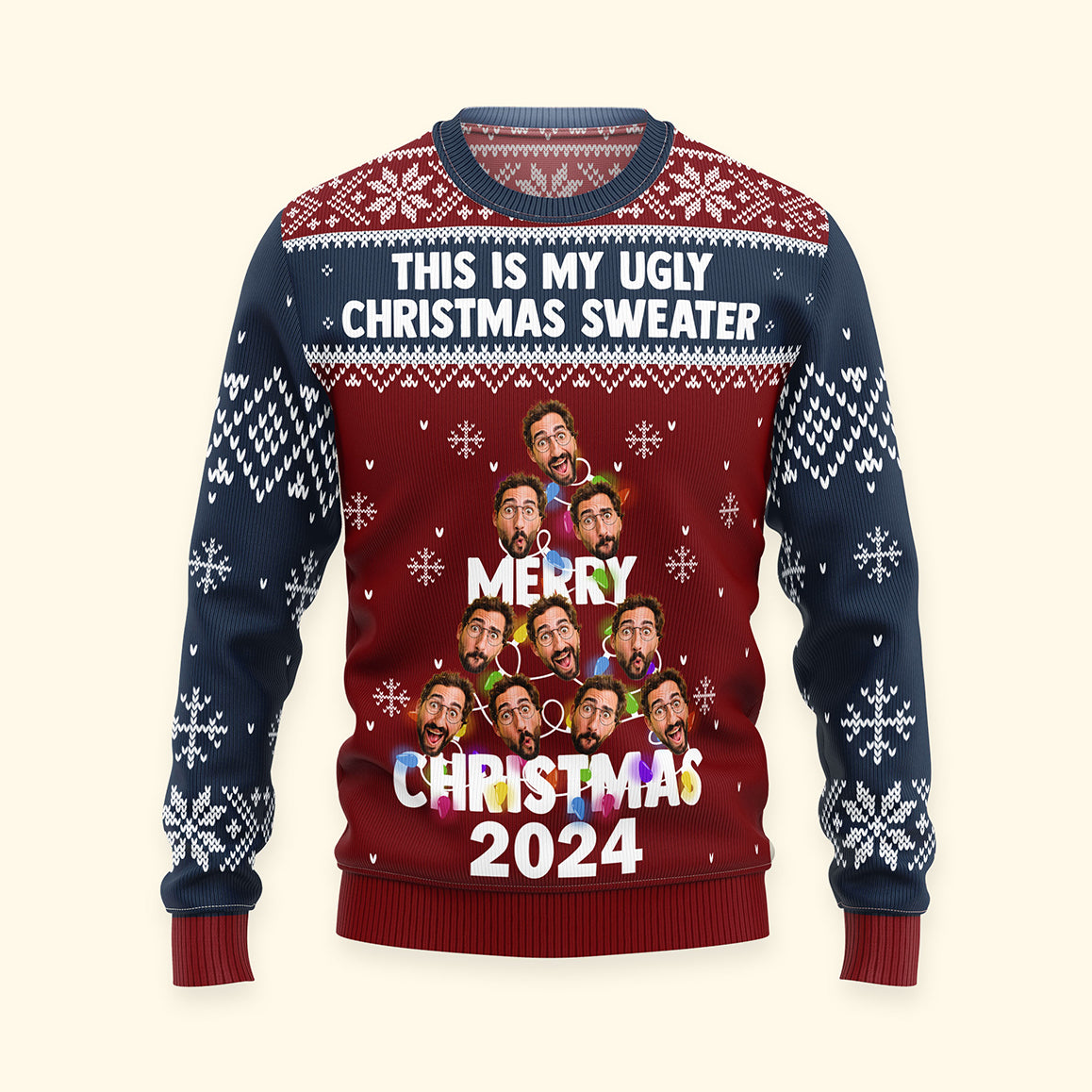 This Is My Ugly Christmas Sweater - Christmas Tree - Personalized Photo Ugly Sweater - Image 5