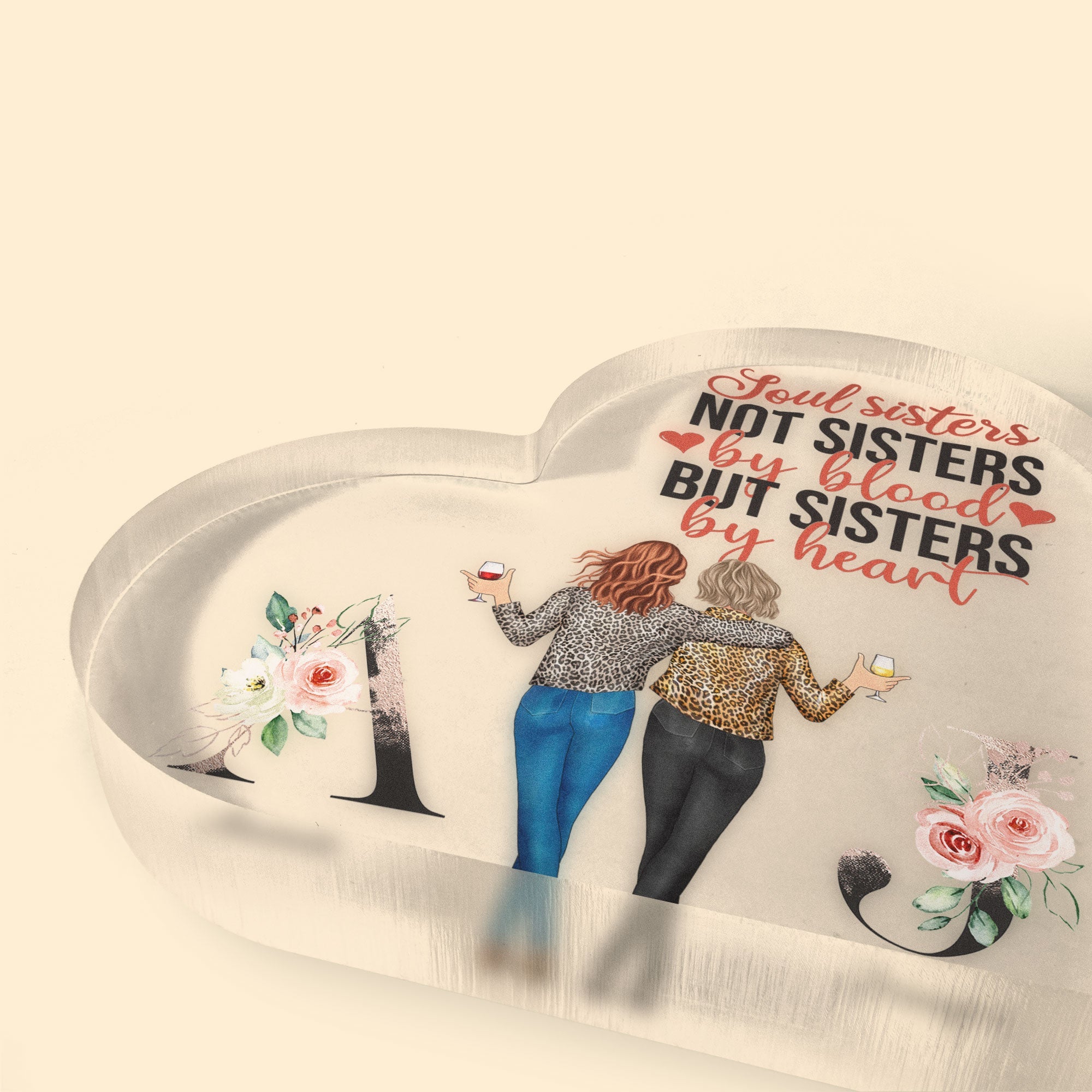 We Are Sisters By Heart - Personalized Heart Shaped Acrylic Plaque - Birthday Gift For Her, Bff, Besties, Soul Sisters - Image 3
