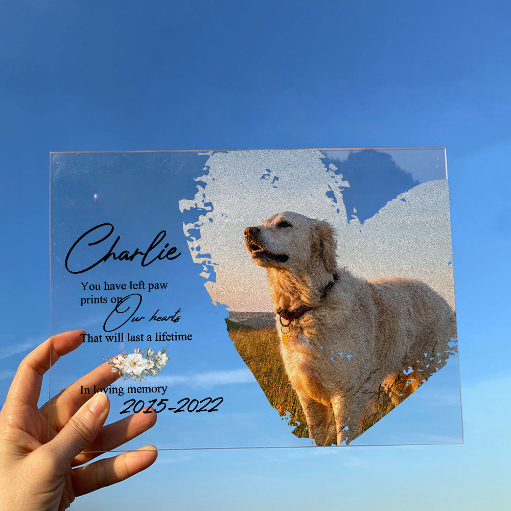 You Have Left Paw Prints On Our Hearts - Personalized Acrylic Photo Plaque - Image 4