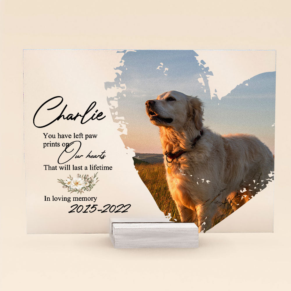 You Have Left Paw Prints On Our Hearts - Personalized Acrylic Photo Plaque - Image 5